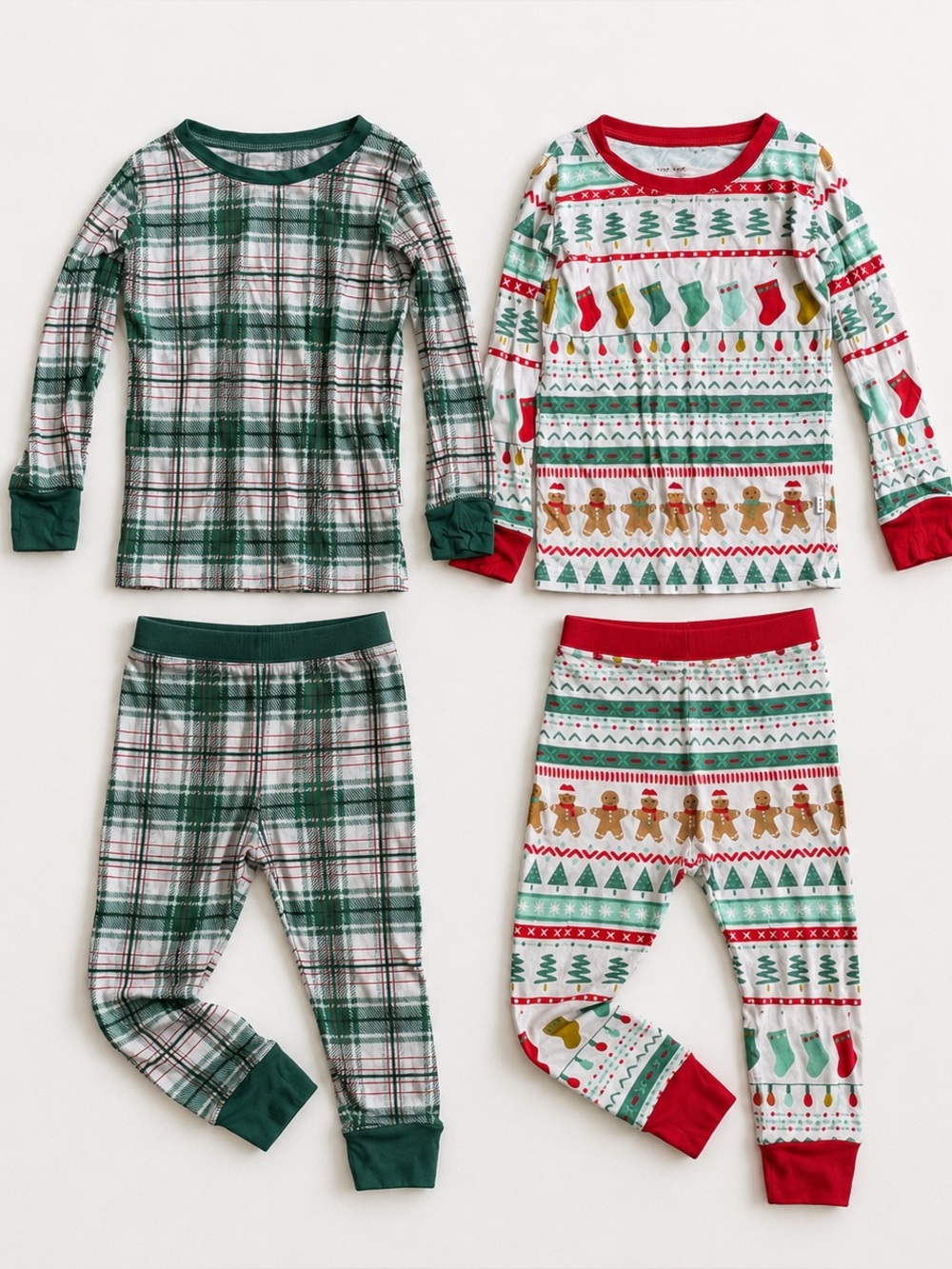 Little Sleepies Bamboo Pajama Bundle 18-24M Christmas Gingerbread Plaid Holiday